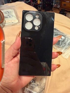Black Phone Case with Decorative Camera Cover - Unbranded